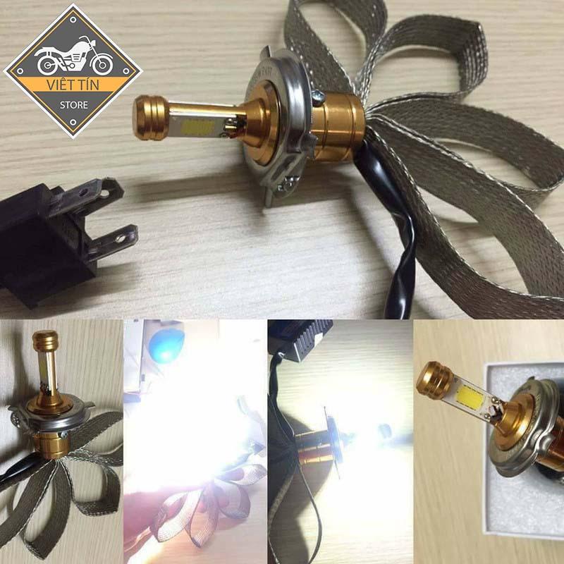 ĐÈN PHA LED CYT 2 TIM LED TRẮNG KC13 H4 (dùng điện acquy 12v) - Việt Tín