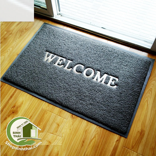 [HCM]Thảm Lau Chùi Chân Welcome 40x60cm - màu xám