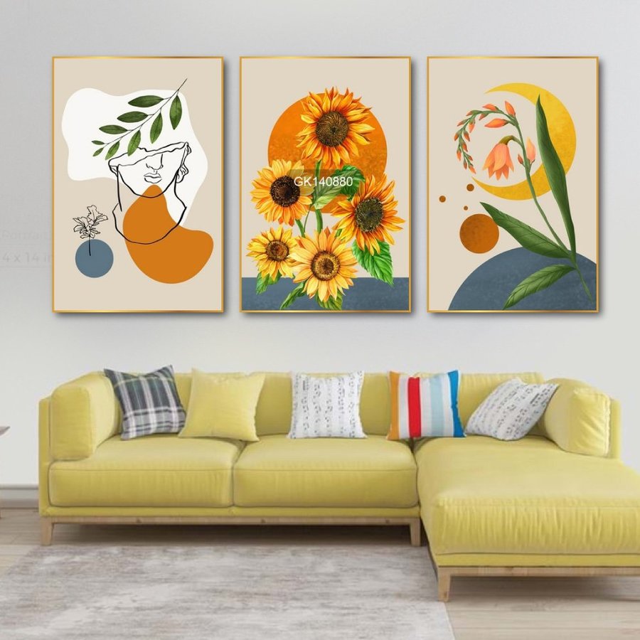 Lalashop-set 3 PCs 40x60cm beautiful flower wall pictures bedroom decor modern 3D art picture