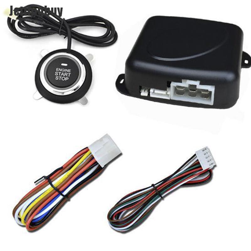 Jettingbuy 12V Push Button Car Engine Start Stop System Kit For Auto Keyless Entry Alarm