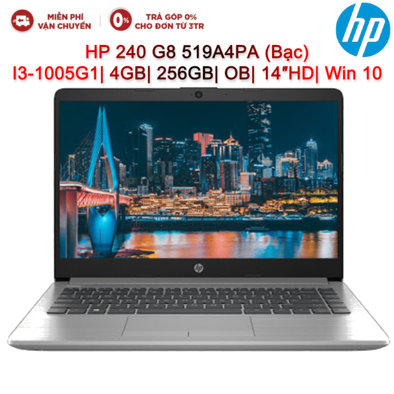Bảng giá Laptop HP 240 G8 519A4PA I3-1005G1| 4GB| 256GB| OB| 14″HD| Win 10 (Bạc) Phong Vũ