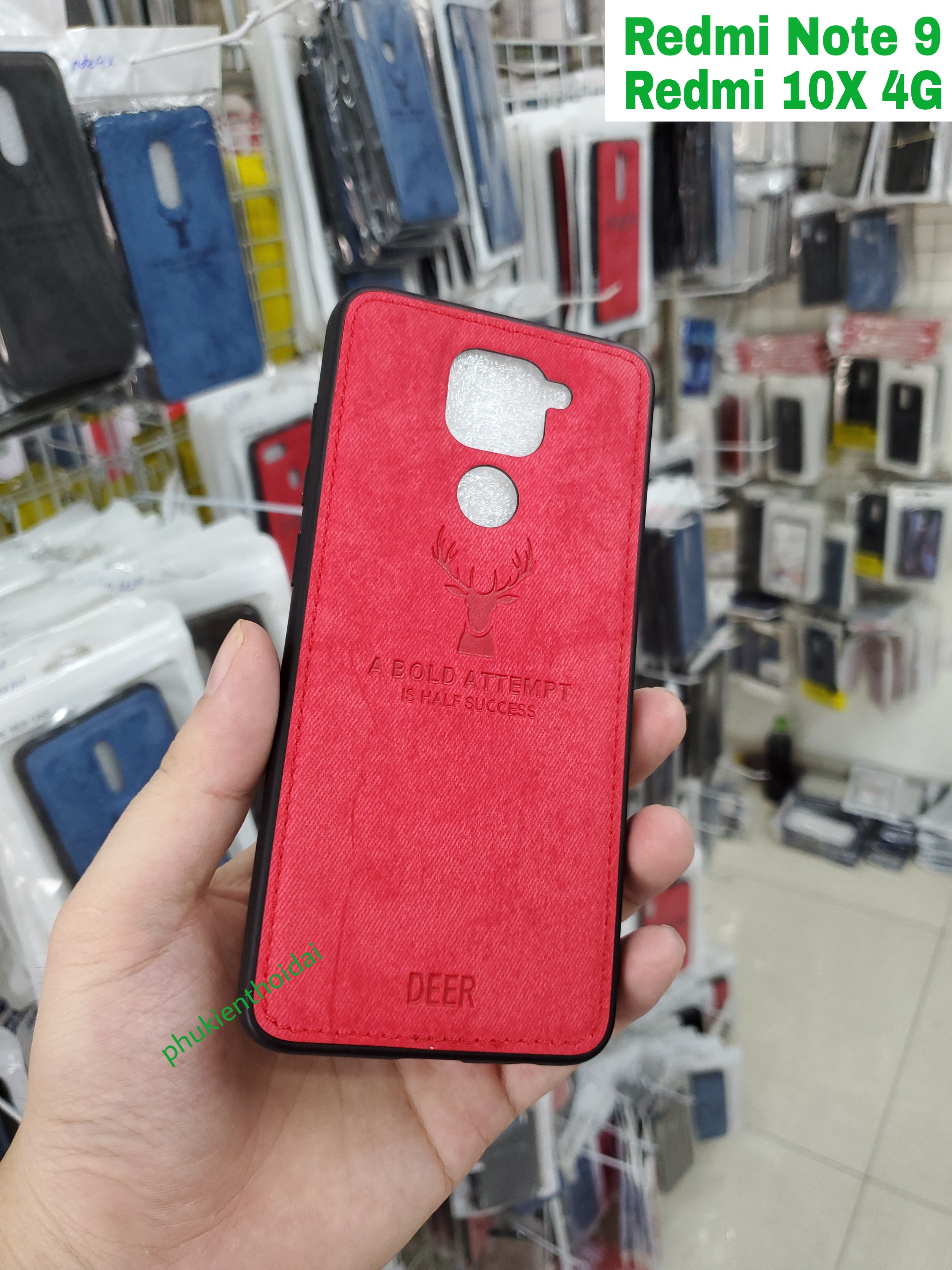 Ốp lưng Xiaomi Redmi Note 9 / Redmi 10X 4G dùng chung chống sốc vải đầu hươu