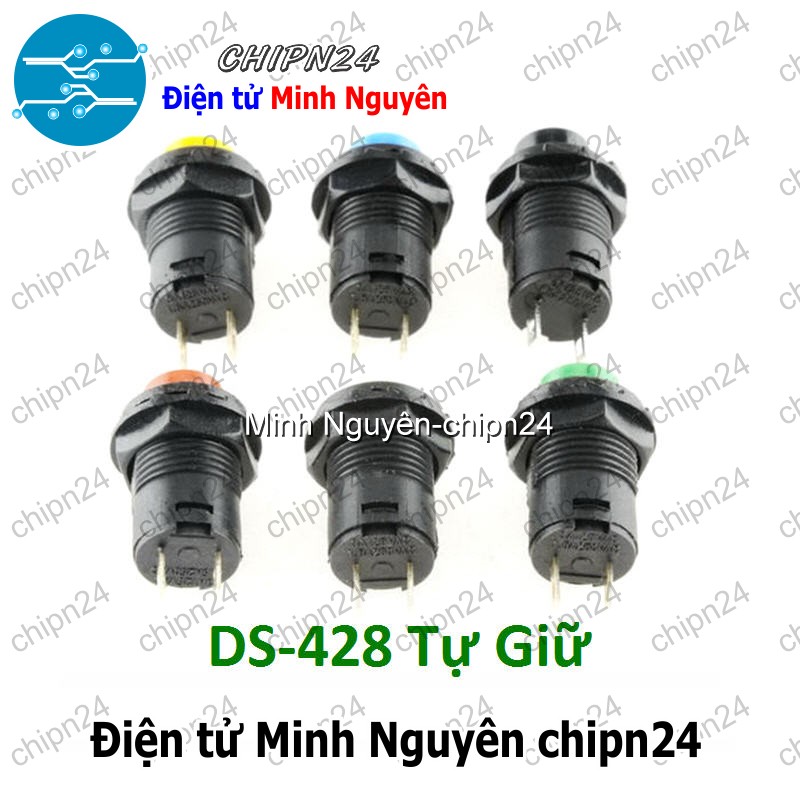 [2 cái] (F82) Nút nhấn Tự Giữ DS-428 (Đường kính 12MM 1.5A 250V Đỏ/Vàng/Xanh Lá/ Xanh Dương/Trắng/Đen) - [Chọn Loại] - HHH.00132