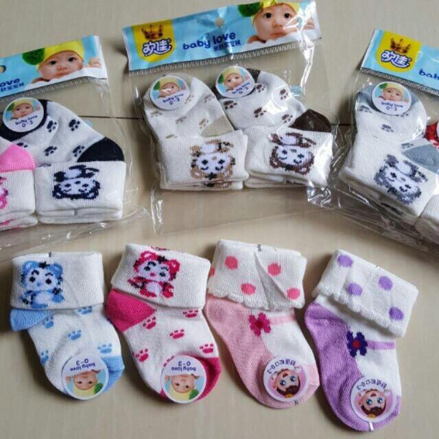 vớ cho bé Set 2 Đôi Tất len sơ sinh cổ cao cho bé (0- 3 tháng)