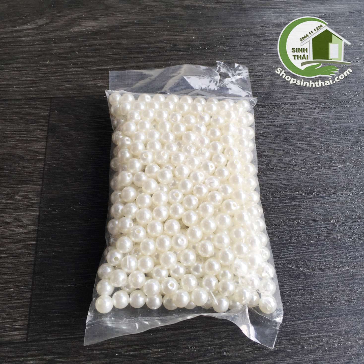 [HCM]Bịch hạt ngọc trai nhựa màu trắng lớn ( Kích thước bịch 8cm x 14cm )