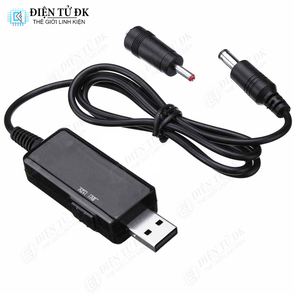 Cáp Chuyển Đổi Nguồn USB 5V Sang 9V 12V (dùng cho modem Wifi 1,5A trở xuống - Cúp điện vẫn có Wifi)