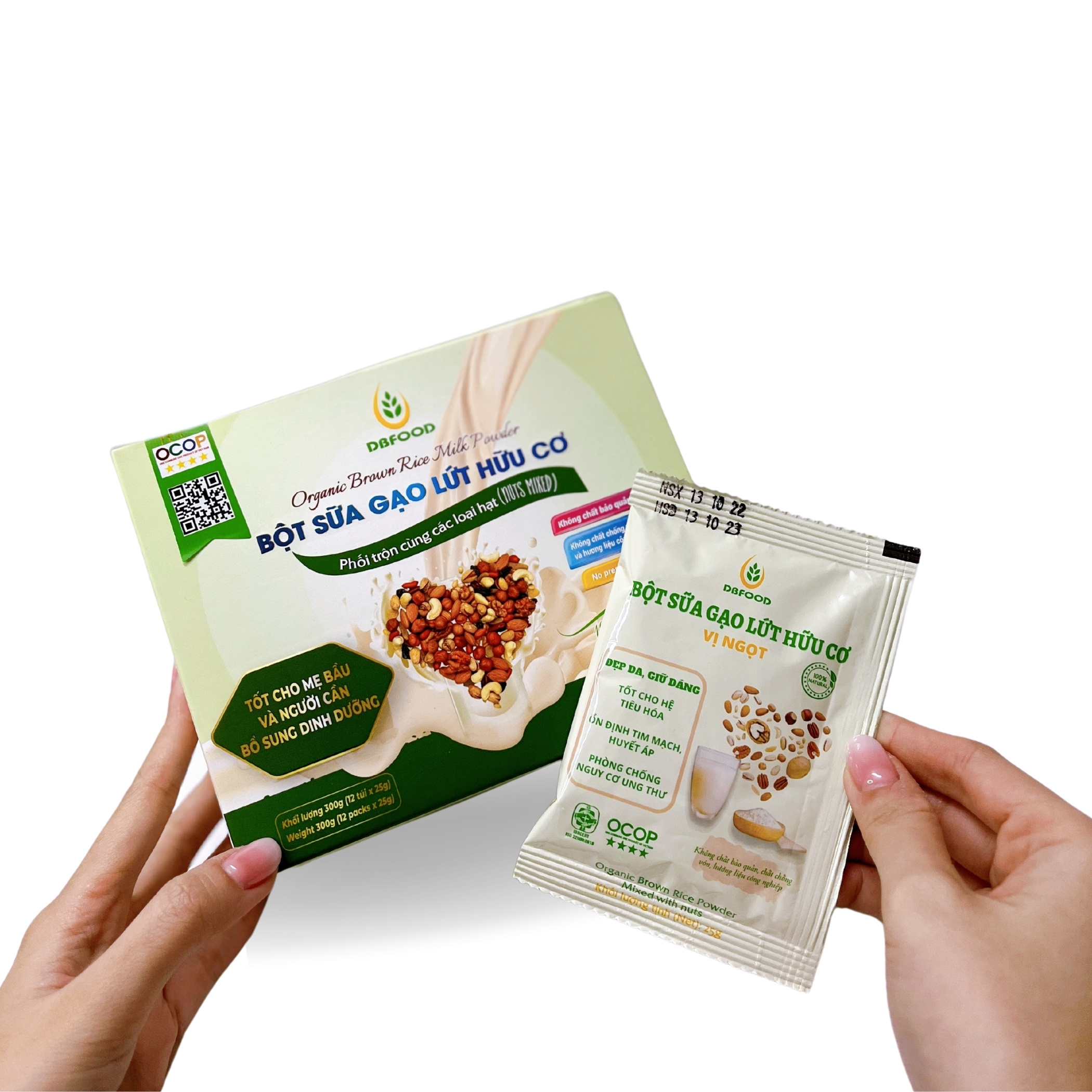 Organic brown rice milk powder - sweeteened box 300g/12 packages