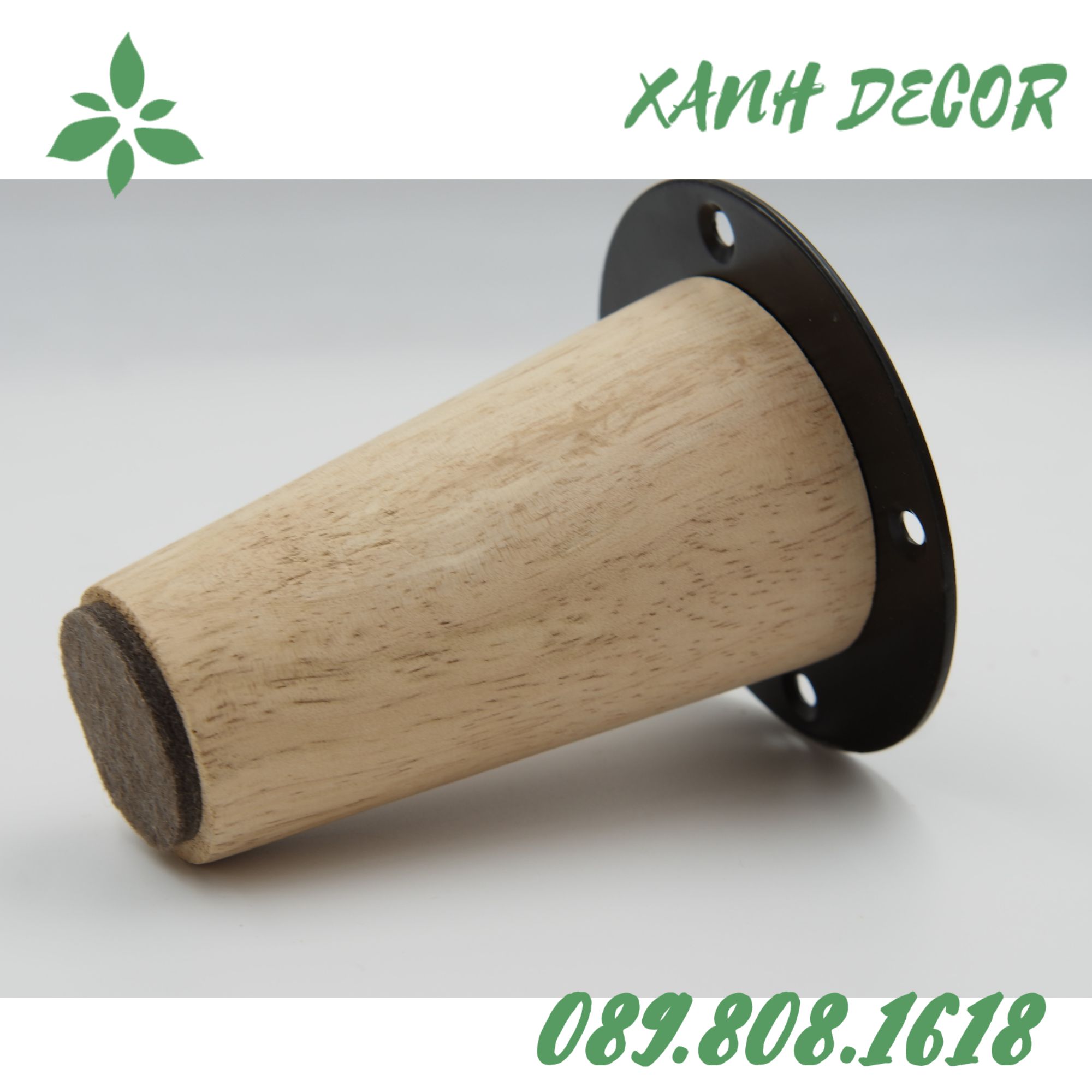 Chân ghế SOFA gỗ cao su Xanh Decor pad tròn