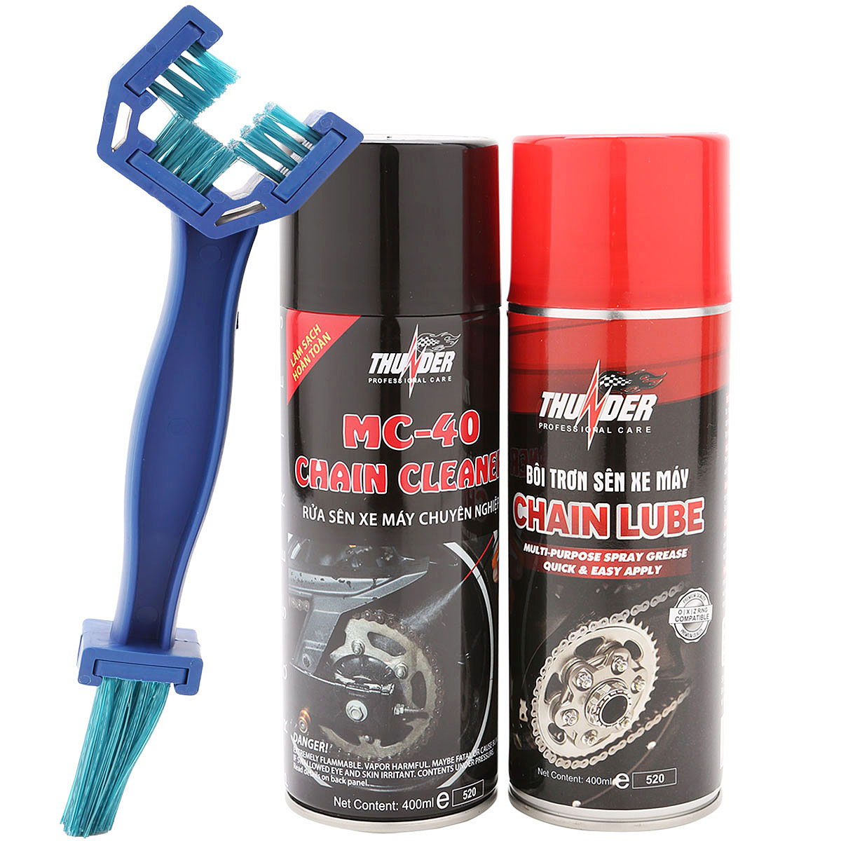 Combo chai vệ sinh và dưỡng sên thunder 400ml , vệ sinh sạch sên đi êm, bám dai, ít văng dùng được lâu