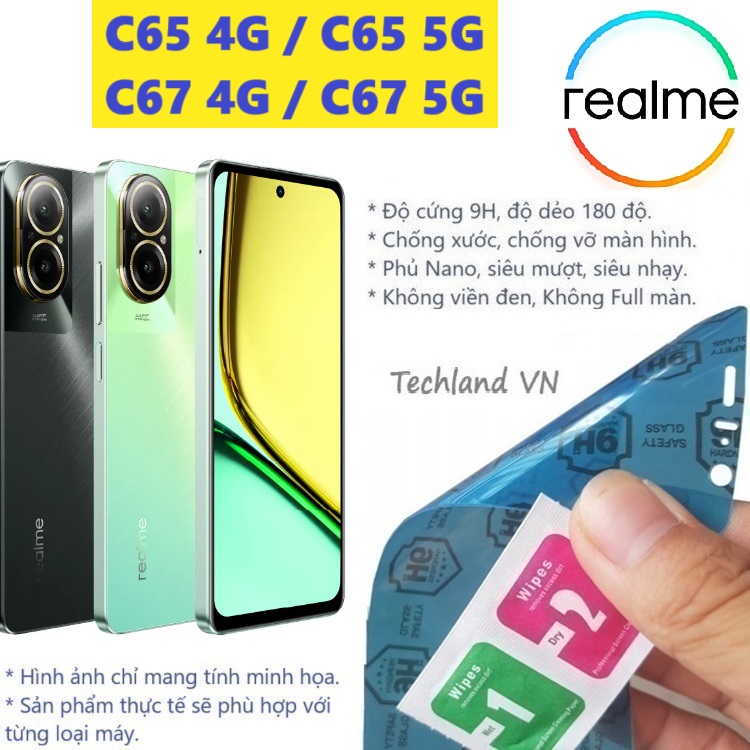 Cường Lực Phủ Nano Realme C65 / Realme C67 4G / 5G - Trong Suốt, Không Full Màn, Không Viền Đen