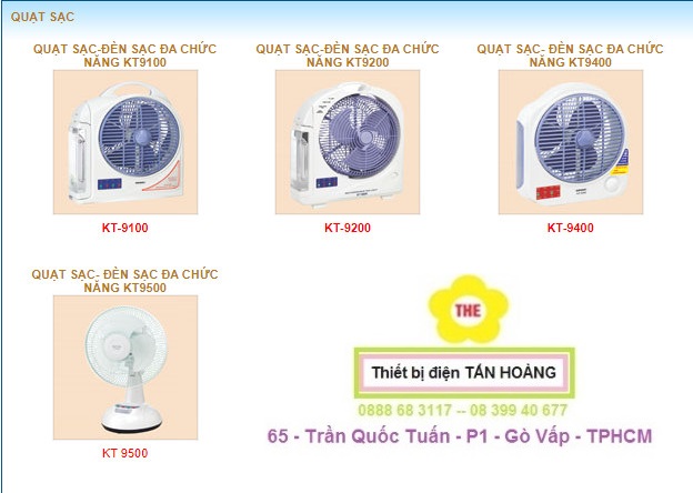 Quạt sạc tích điện Kentom KT9500