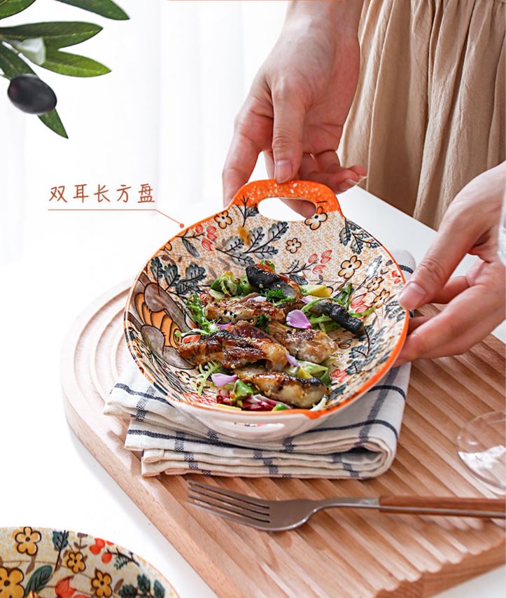 Chén đĩa khay thức ăn sứ tráng men hình gấu dễ thương