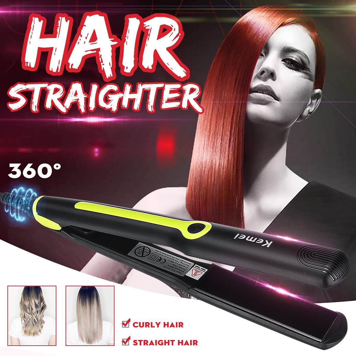 Máy duỗi thẳng cúp tóc có chỉnh nhiệt kemei km 2119