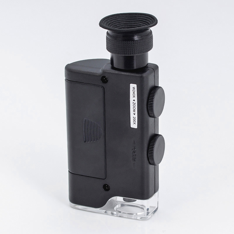 Kính lúp 200X-240X mini có đèn ( SOI ĐỒ GỐM SỨ CAO CẤP, MẪU VẬT SIÊU NHỎ )