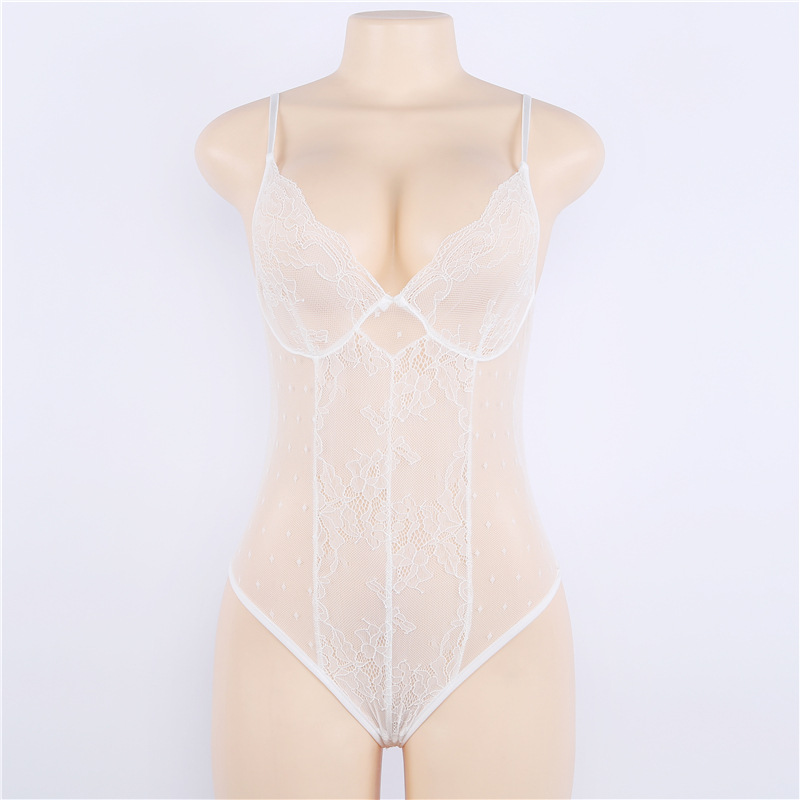 Bodysuit 2 dây ren chấm bi sexy