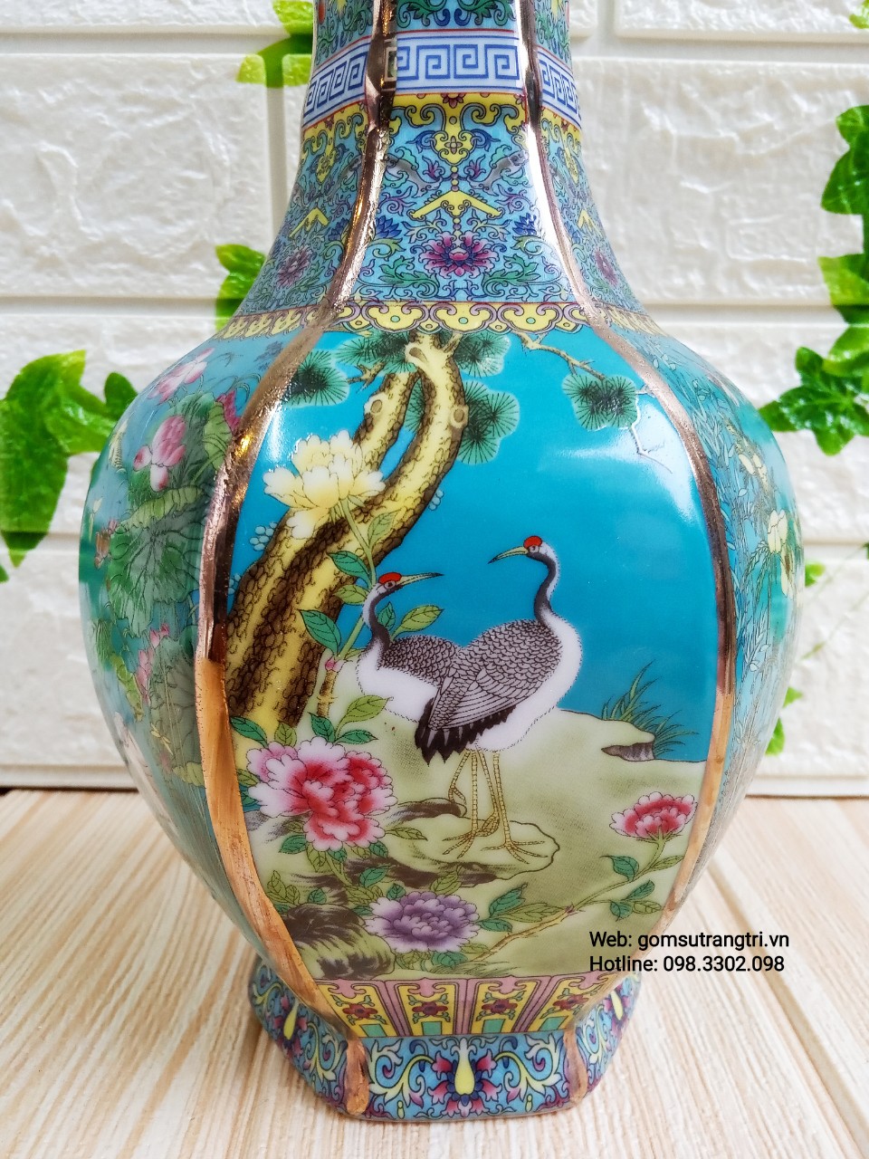Bình lục giác họa tiết Tứ Quý