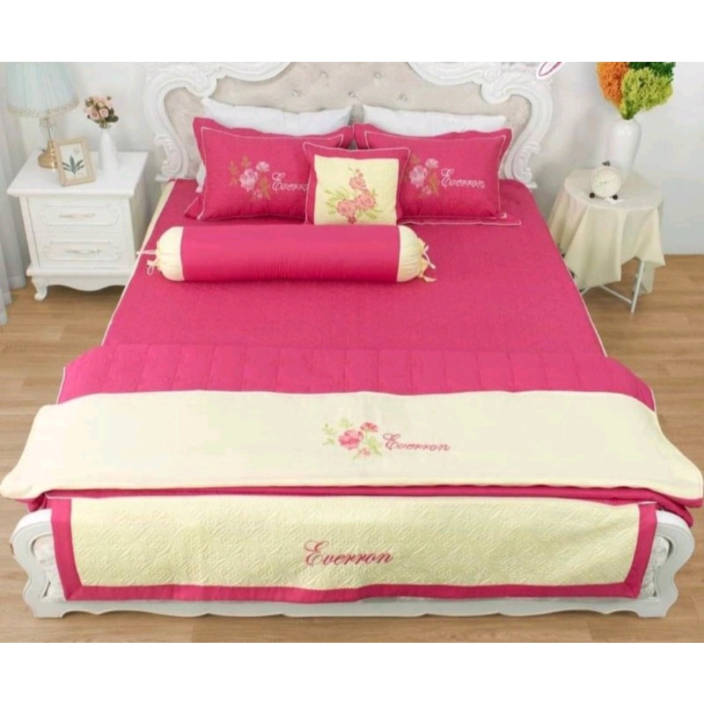 BỘ CHĂN GA TRẦN BÔNG SATIN 7 MÓN