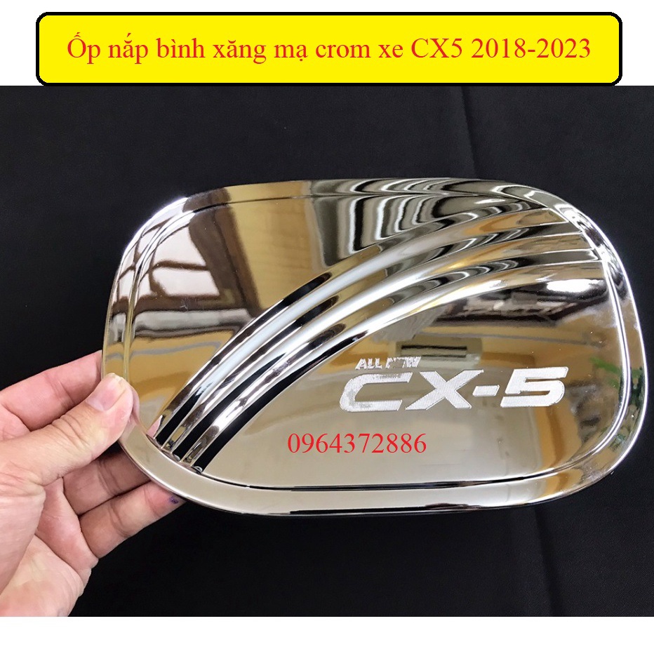Ốp nắp bình xăng xe mazda cx5 2018 - 2023 mạ crom sáng bóng - mẫu 2