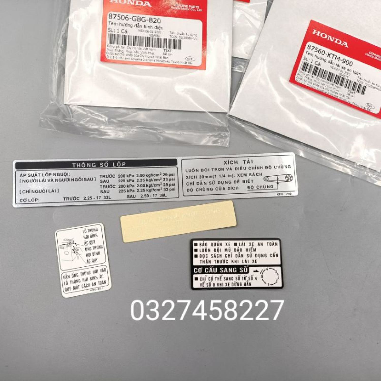 Bộ 4 tem thông số xe Super DREAM việt zin chính hãng honda