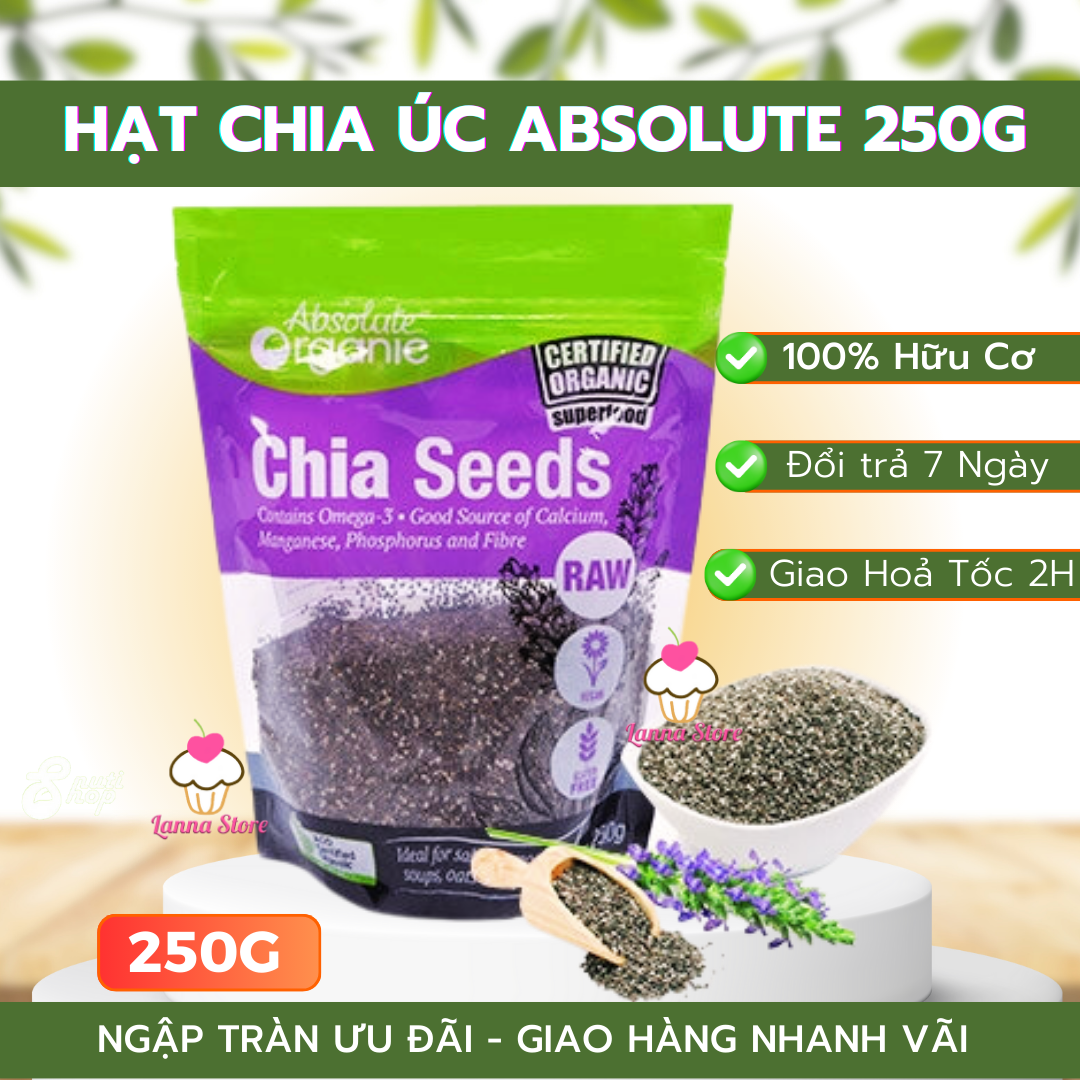 [LOẠI 1] Hạt Chia Seeds Absolute Organic Chất Lượng Sạch Đều Đẹp Ít Tạp Chất Gói 250G Nội Địa Úc