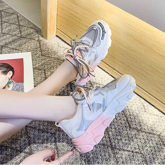 Giày Thế Thao Nữ Màu Cầu Vồng 2 Dây Gradient K06