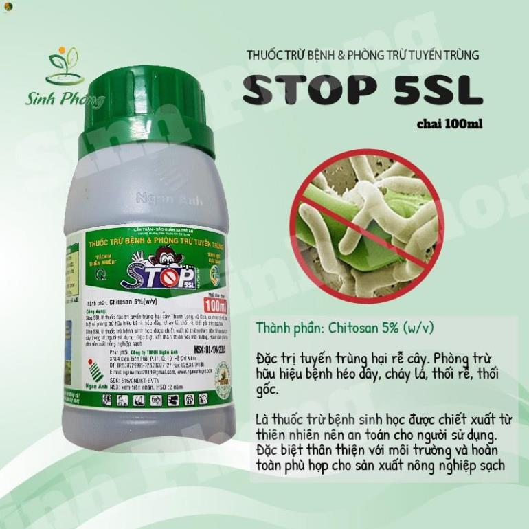 Thuốc trừ bệnh và phòng trừ tuyến trùng Stop 5SL chai 100ml