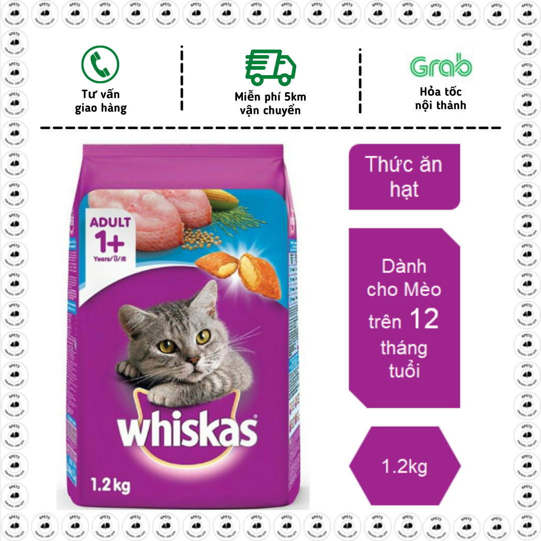 [1.2kg] Whiskas Thức ăn hạt cho mèo lớn