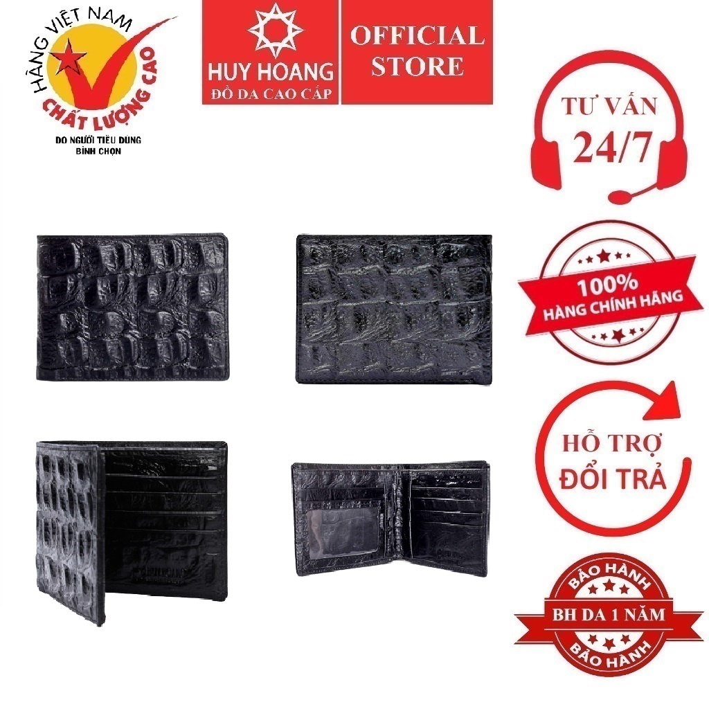 Male wallet cowhide crocodile grain big glorious black HK2117
