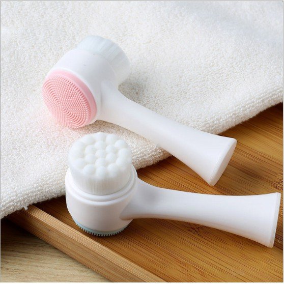 (Hỏa Tốc HCM)Cọ massage rửa mặt silicon 2 đầu thông minh mềm mại