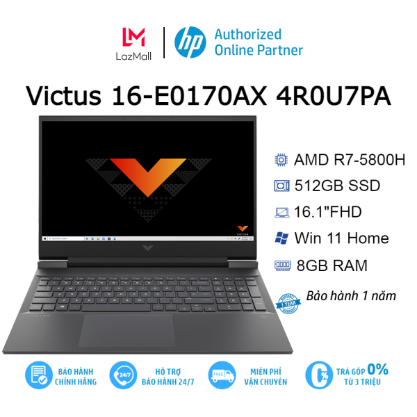 [5 - 14.1 - VOUCHER 1,5 TRIỆU] Laptop HP Victus 16-E0170AX 4R0U7PA R7-5800H| 8GB| 512GB| VGA 4GB| 16.1″FHD| Win 11