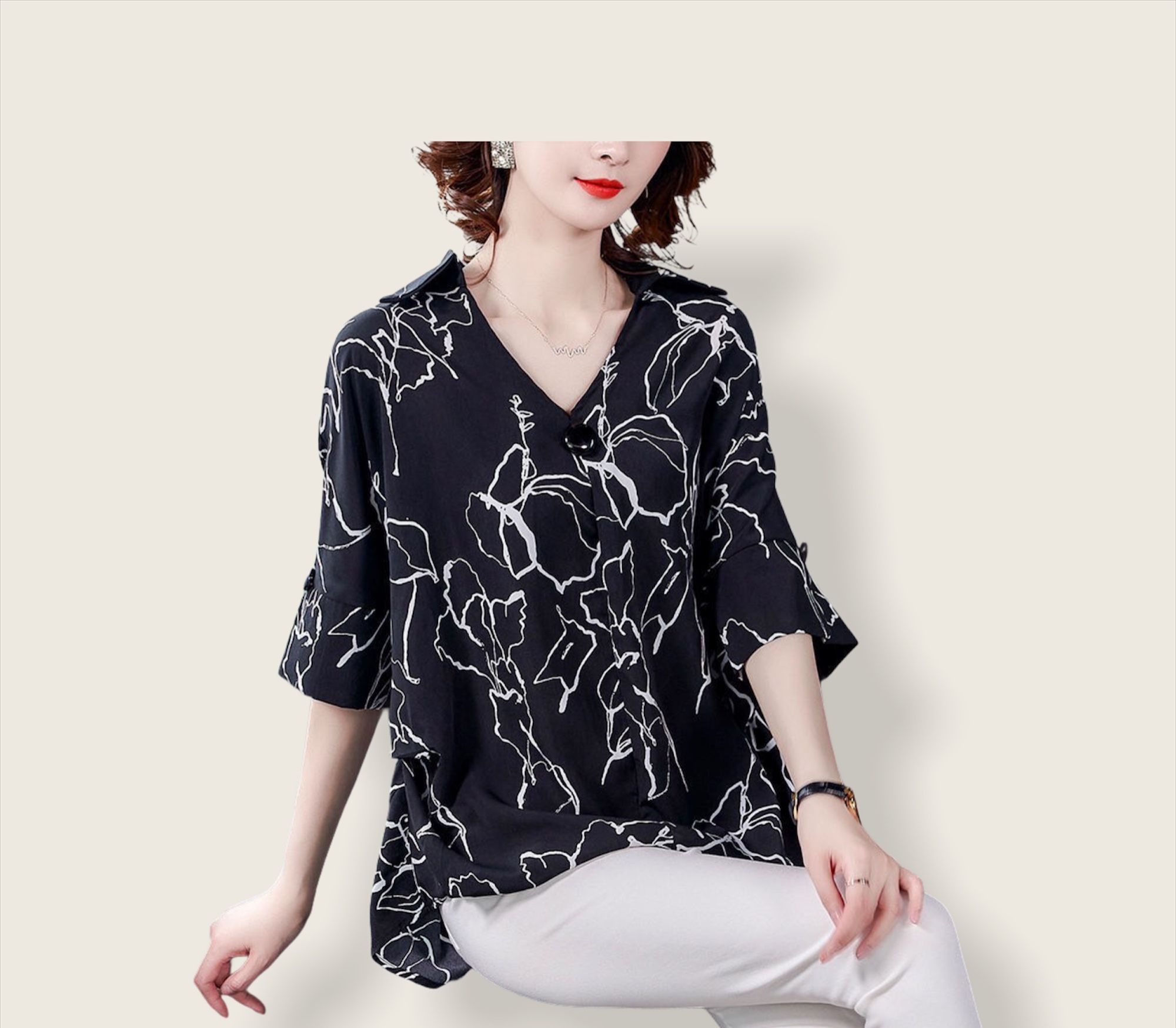 ao lụa trung niên cao cấp thời ( thời trang trung niên tessa xinh) L79-621