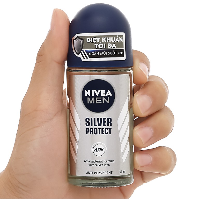 [HCM]Lăn Khử Mùi Nivea Men Silver Protect 50ml ( phân tử bạc )