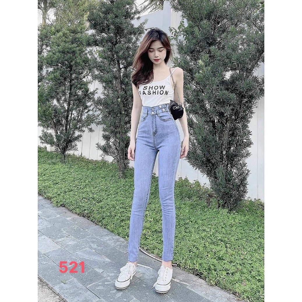 Quần jean nữ lưng cao ôm boby chất co giãn thoải mái - quần jean nữ lưng siêu cao quần jean nữ cao cấp thời trang cheryshop94 CR521
