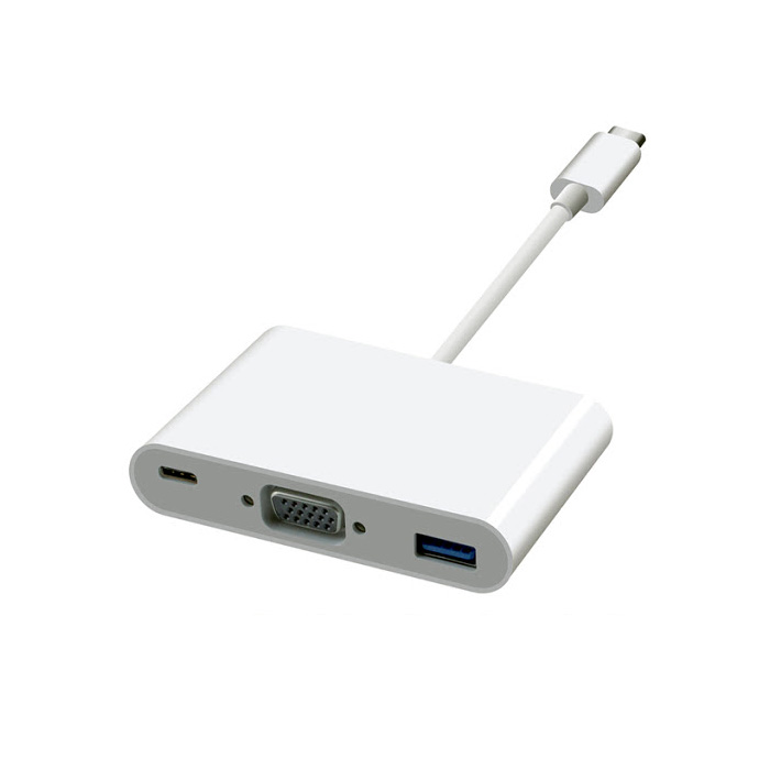 Cáp 3 in 1 chuyển đổi typeC sang VGA/ USB/ TypeC - hỗ trợ chất lượng FullHD (Xám) - Nhất Tín Computer