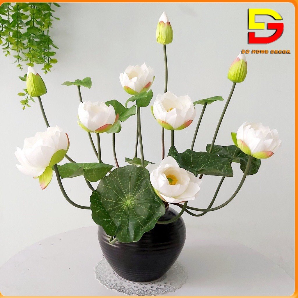Vase flower lotus silk high-grade artificial flowers decor high 50cm decoration tea table shelf cabinet dg-103