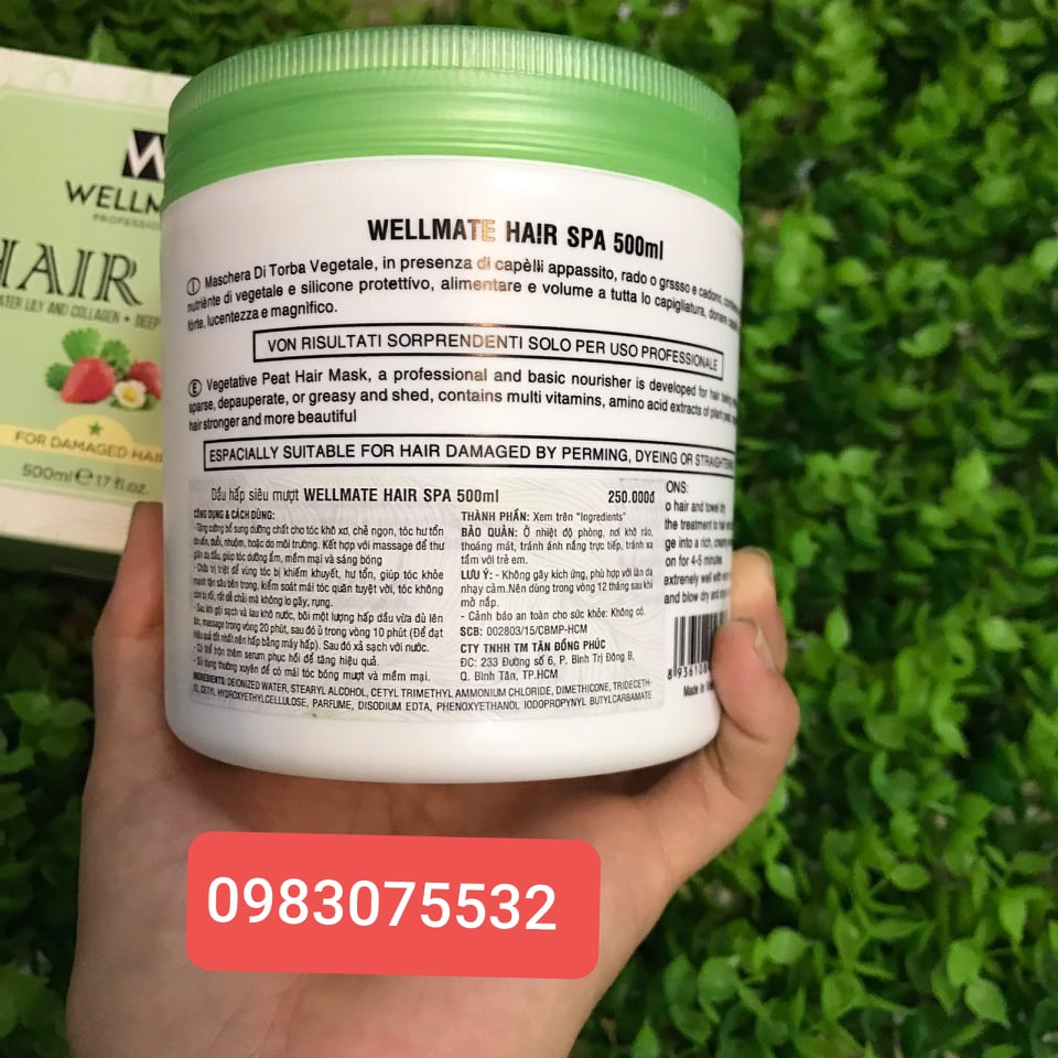 [HCM]HẤP DẦU PHỤC HỒI TÓC COLLAGEN WELLMATE 500ml XANH LÁ