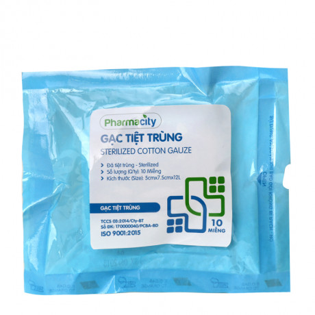 Gạc tiệt trùng Pharmacity 5 x 7.5cm (10 miếng/gói)