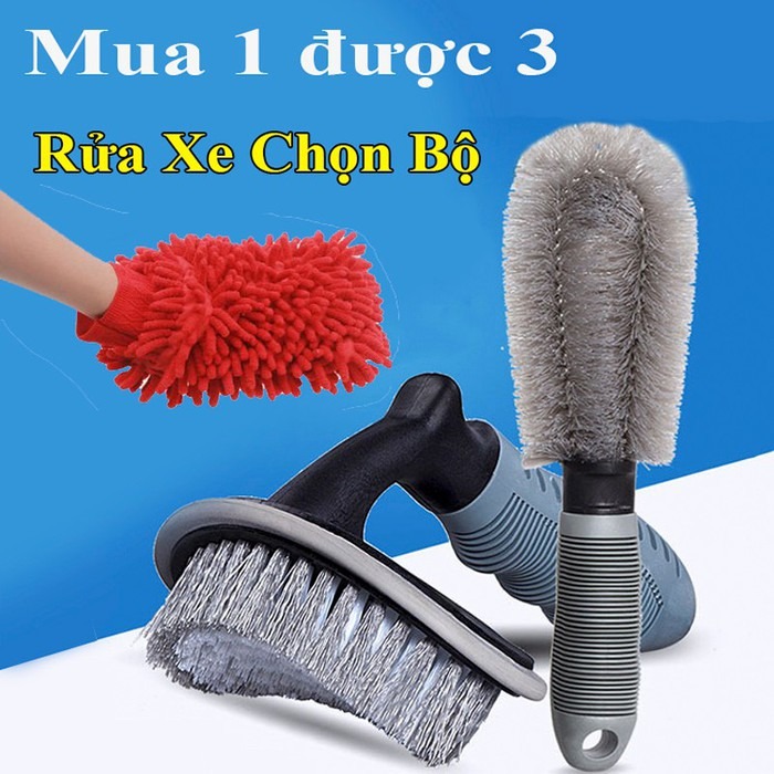 Bộ 3 dụng cụ rửa xe ô tô và xe máy