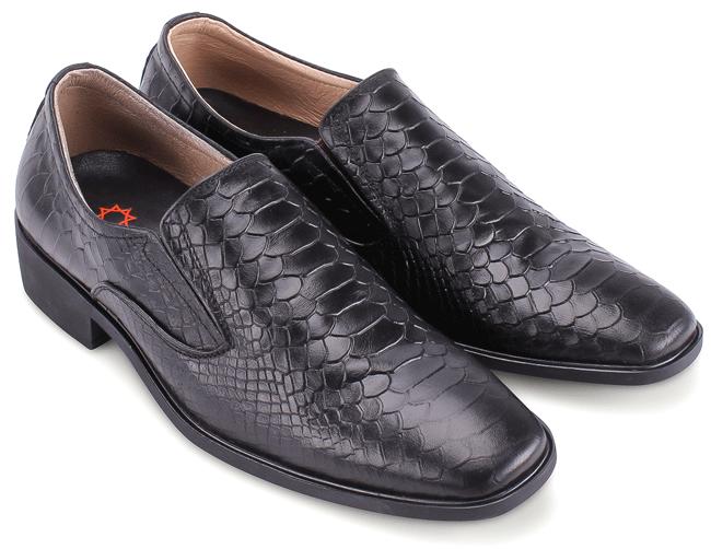 Giày nam da bò vân da trăn màu đen TH7195