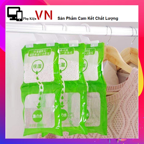 Túi Hút Ẩm Chống Nấm Mốc Có Móc Treo Tủ Quần Áo Hoặc Phòng Kín - Túi Chống Ẩm 2 Ngăn Treo Tủ Khử Mùi Ẩm Mốc
