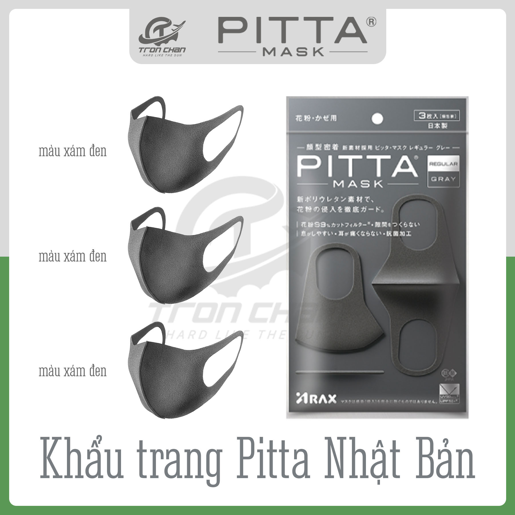 Khẩu Trang Pitta Nhật Bản Size Regular - Gói 3 cái