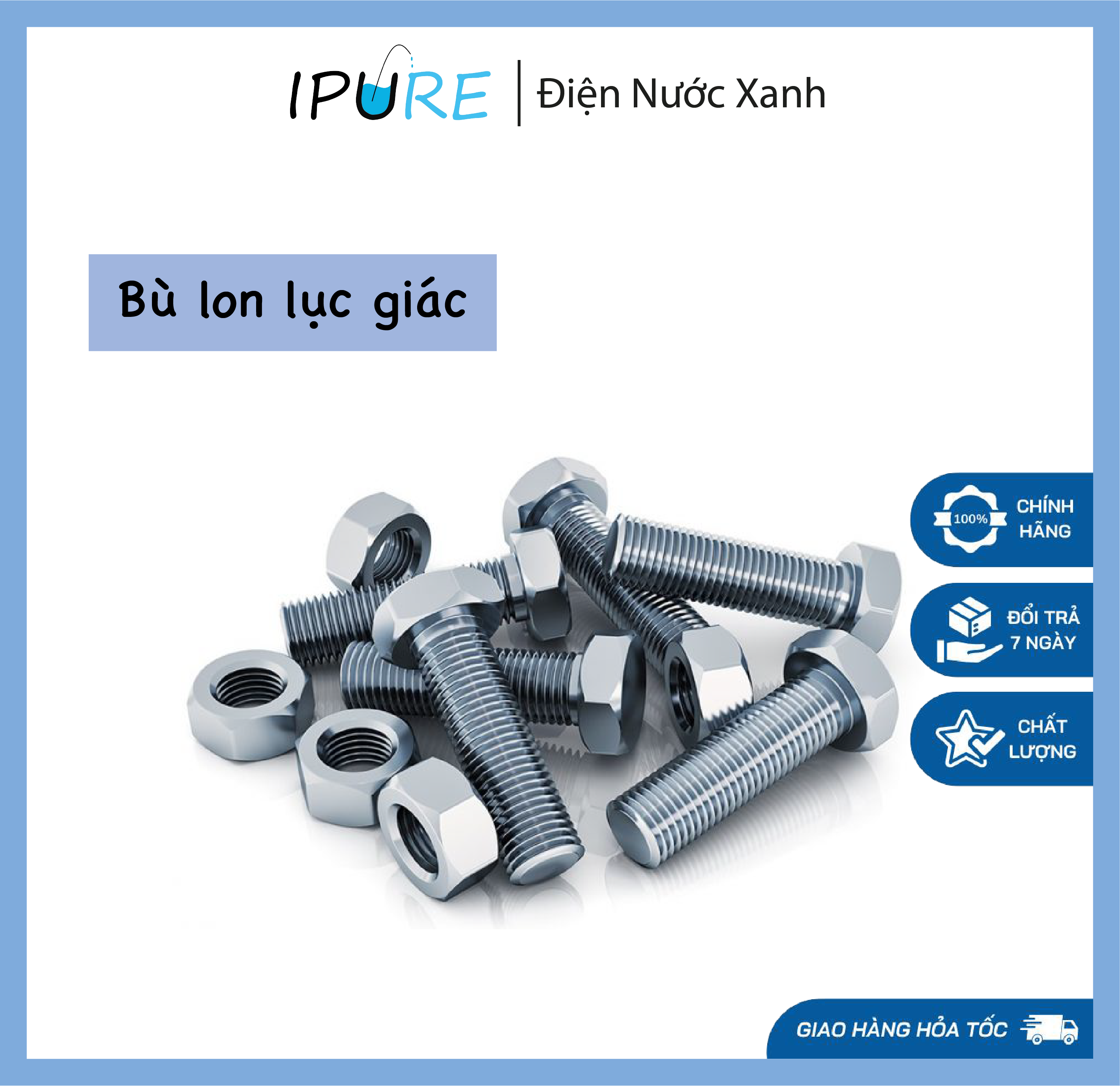 Bù lon đầu lục giác sắt 10ly 12ly 14ly 16ly bulong đầu lục giác có tán - dnx ipure
