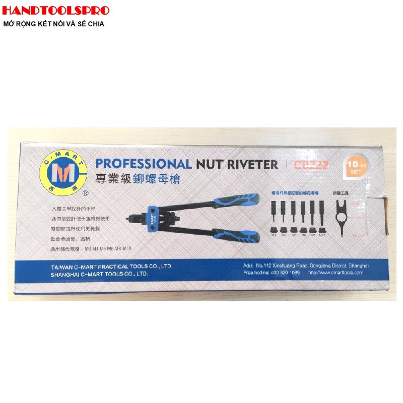 Bộ dụng cụ hút vít rive M3~M10 C0222 C-MART