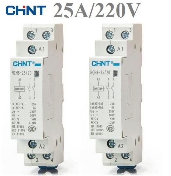 Khởi động từ 2P 25A chint (Contactor) công suất lớn NCH8 25A/220V (Xám)