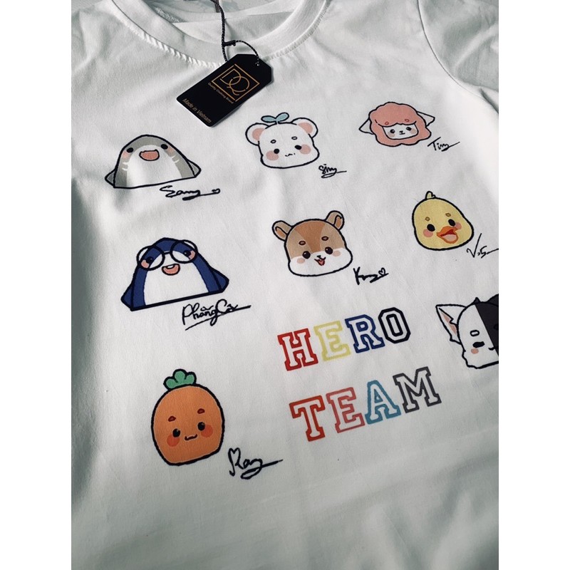 [HCM] Áo thun  cho bé trai bé gái in hình linh vật Hero Team