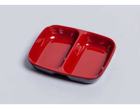 10 Chén Chấm Nhựa Melamine 2 Lớp Đỏ Đen