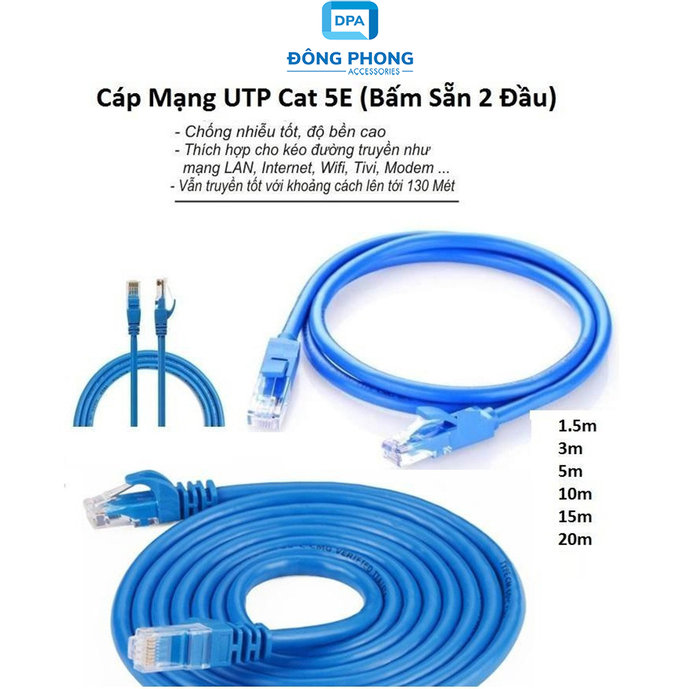 Cáp Mạng 2 Đầu Bấm Sẵn LXF Tốc Độ CAT 5E Đúc 2 Đầu