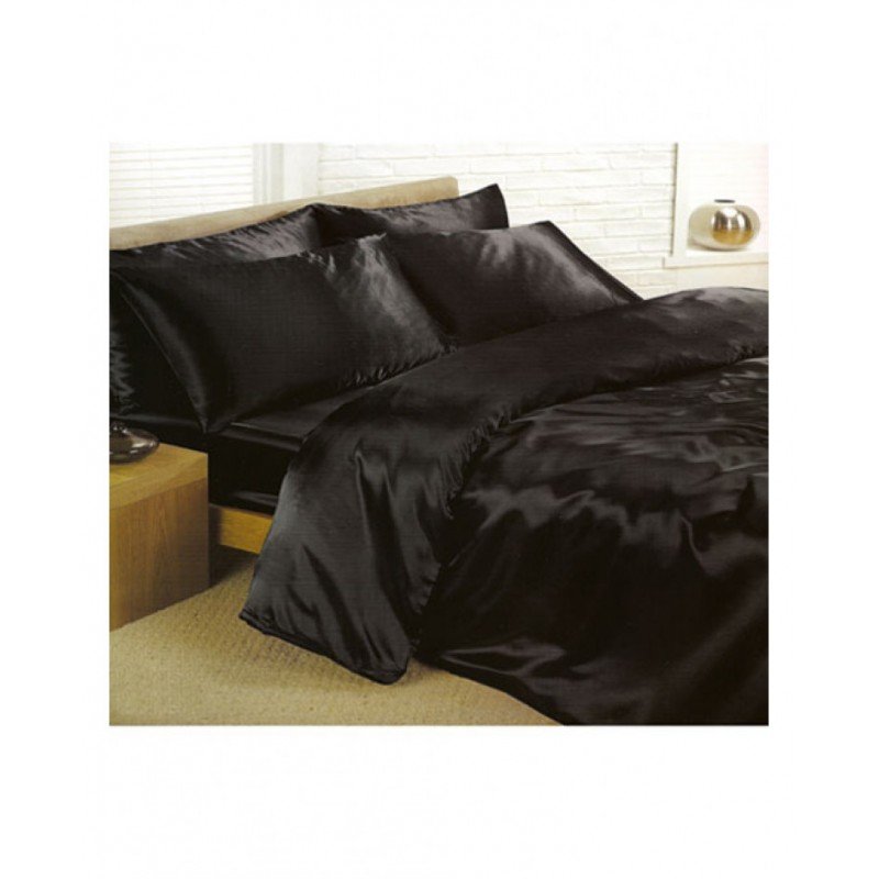 ( Lụa Loại 1) Ga Giường Lẻ Phi Lụa Màu Đen Cao Cấp Mềm Mại Lan Pham Bedding