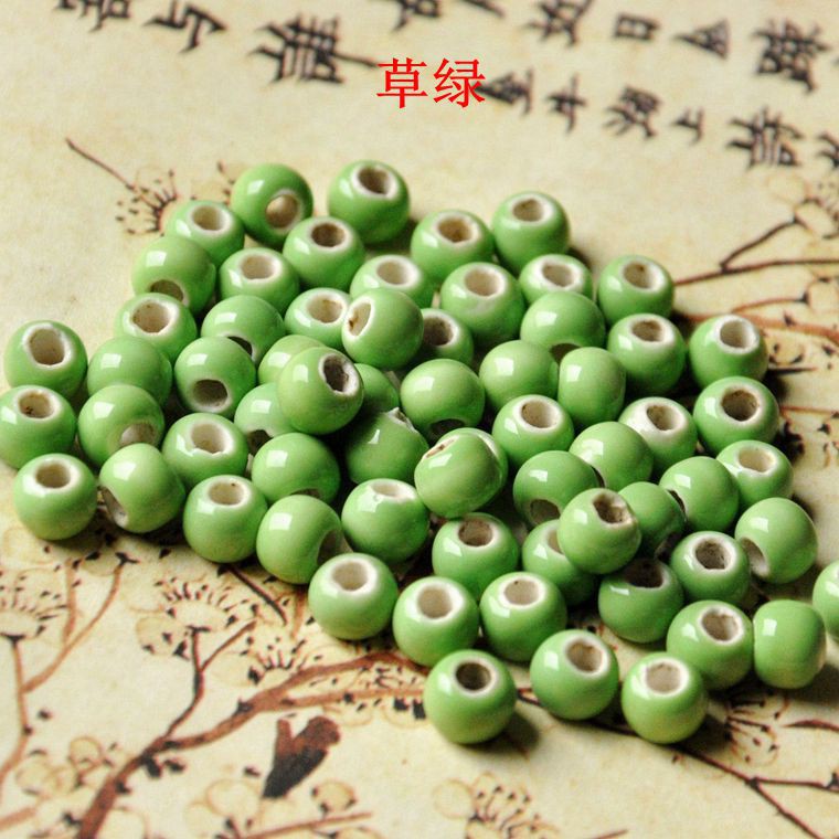 Túi 10 hạt gốm tròn 6mm làm vòng tay