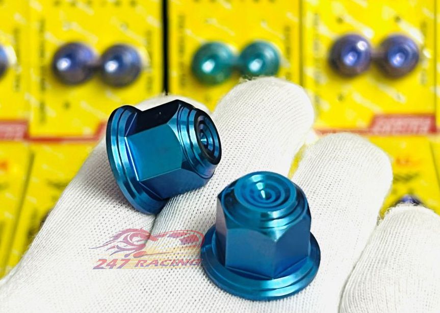 Tán titan gr5 th đầu bít mẫu thái 10li 12li 14li gắn xe máy xanh lục và xanh tím titan nguyên chất 100%